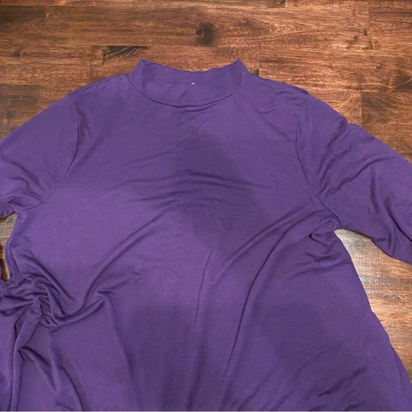 Womens plus size mock neck long sleeved casual dress with pockets - Picture 3 of 3